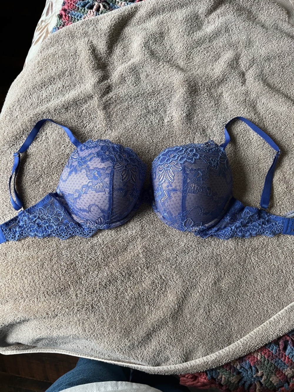 Lace Contour Push-Up Bra in Royal Blue
